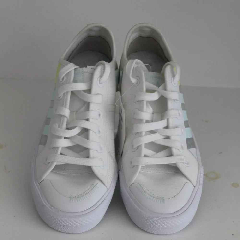 Adidas Originals Three Stripes Unisex Sneakers Men's 5.5 or Wom 7 White Yellow - Picture 9 of 16
